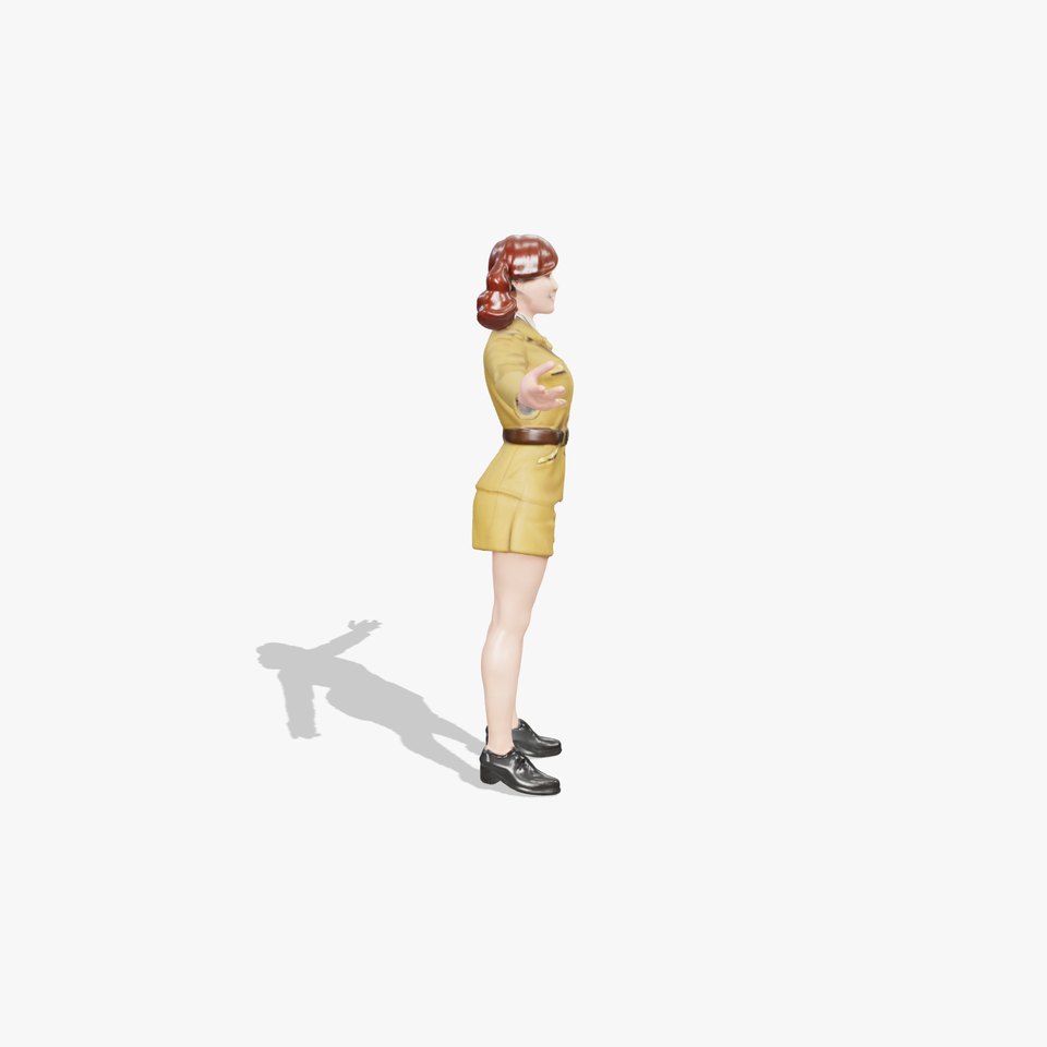 Animated D Female Soldier Model Rigged and Animated